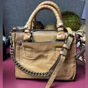 Frye Demi Mini Satchel Brown Leather Bag with crossbody straps